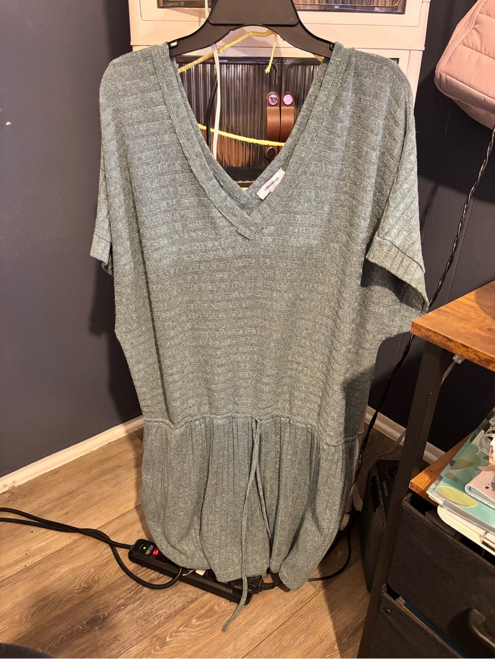 mittoshop Sage Green V-Neck Short Sleeve Tunic